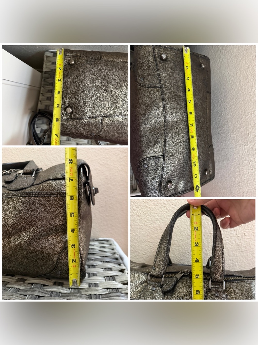 Coach Rhyder Satchel Metallic Two Tone Leather Brass Black - Style 33739 - Picture 3 of 16